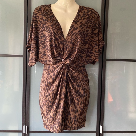 GUESS Cammi cheetah front knot dress - Picture 1 of 10